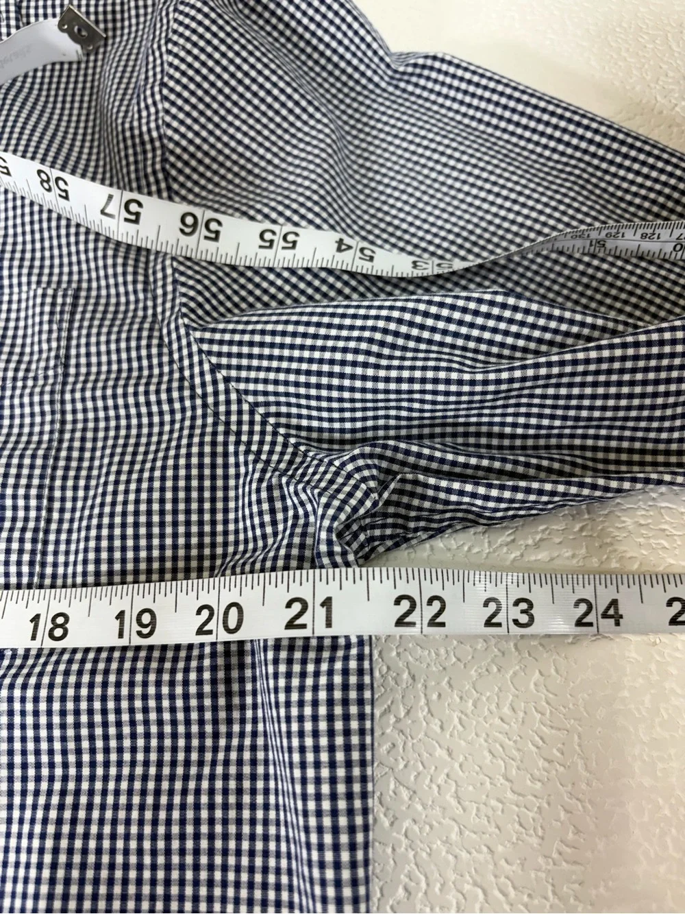 Banana Republic Men's Blue and White Micro-Check Button-Down Dress Shirt 3312